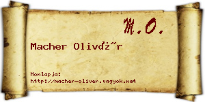 Macher Olivér névjegykártya